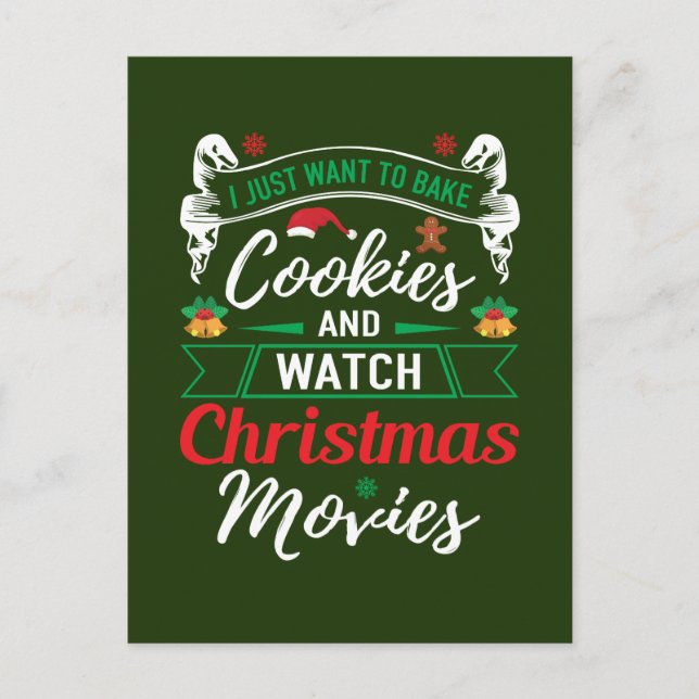 Postal Festiva funny Christmas cookies movies word art (Anverso)