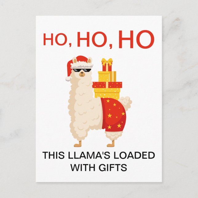 Postal Festiva Funny Christmas Simple Disco Santa Llama (Anverso)