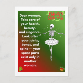 Postal Festiva Funny Christmas Skeleton Wishes for woman Holiday 