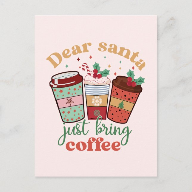 Postal Festiva Funny coffee Navidades cita a Postcard (Anverso)
