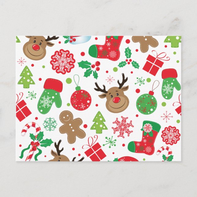 Postal Festiva Funny Colorful Christmassy Pattern (Anverso)