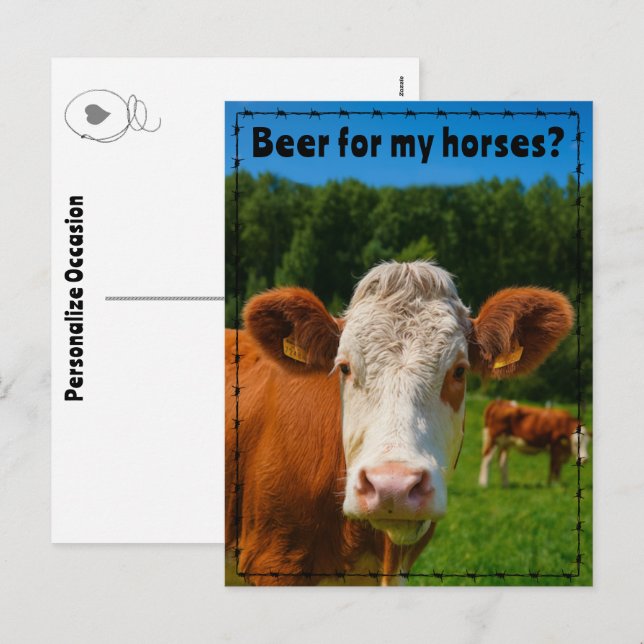 Postal Festiva Funny Country Western Cow Ranch & Farm Style Quote (Anverso / Reverso)