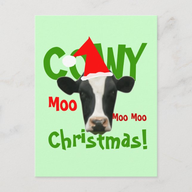 Postal Festiva Funny Cowy Navidades Santa Cow Postcard (Anverso)