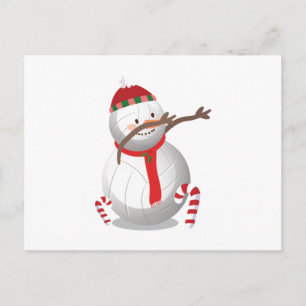 Postal Festiva Funny Dab, Navidades de voleibol de Snowman