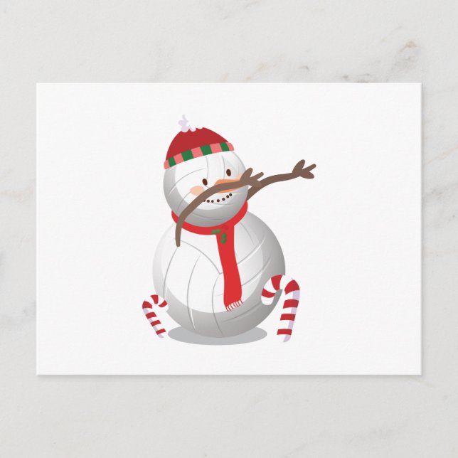 Postal Festiva Funny Dab, Navidades de voleibol de Snowman (Anverso)