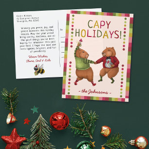 Postal Festiva Funny diseño de Navidades del capibara para amante