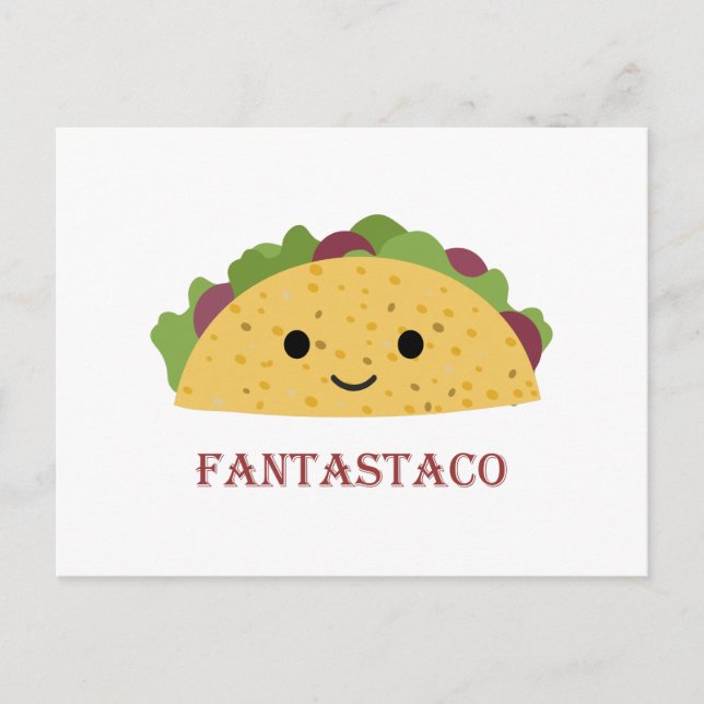 Postal Festiva Funny Fantastaco Taco Pun Cute Kawaii Taco (Anverso)