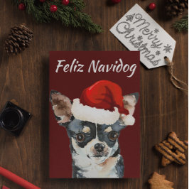 Postal Festiva Funny Feliz Navidog Chihuahua