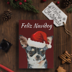 Postal Festiva Funny Feliz Navidog Chihuahua