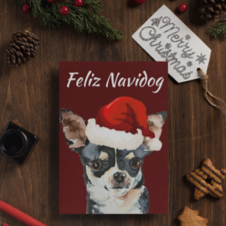 Postal Festiva Funny Feliz Navidog Chihuahua