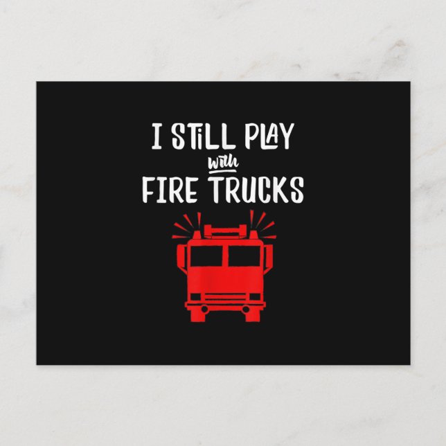 Postal Festiva Funny Firefighter | Todavía Juego Con Camiones De  (Anverso)
