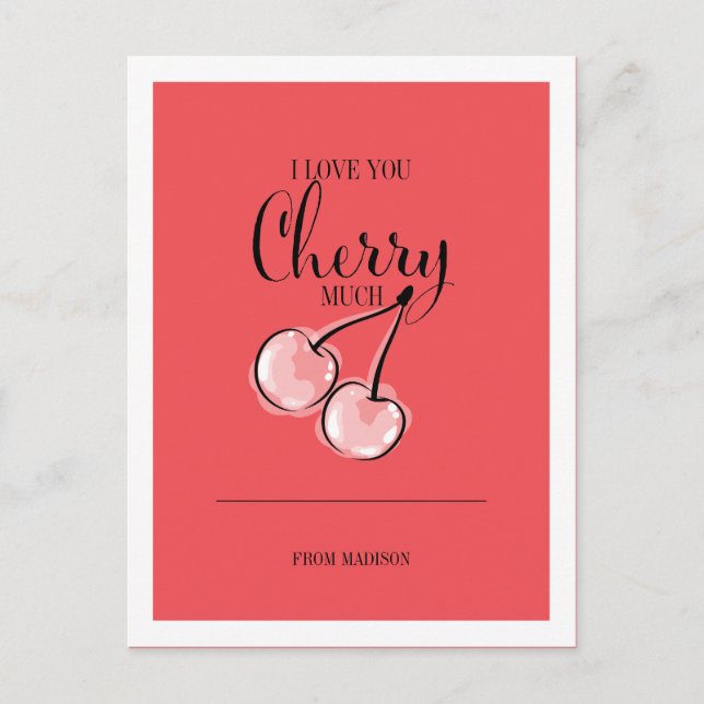 Postal Festiva Funny Fruit Pun Cherry Valentcard (Anverso)