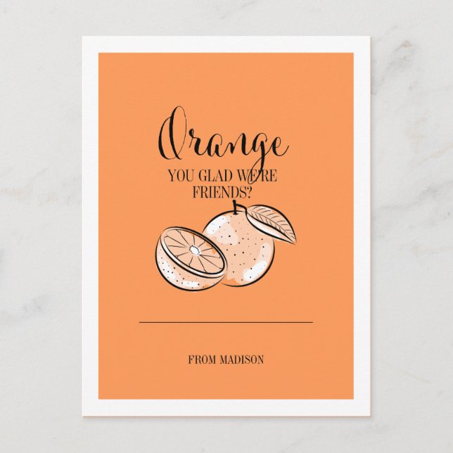 Postal Festiva Funny Fruit Pun Naranja Valentcard (Anverso)