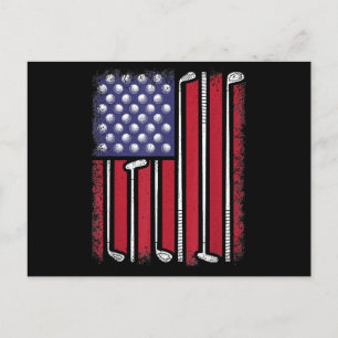 Postal Festiva Funny Golf American Flag Golf Player Vintage Golfe