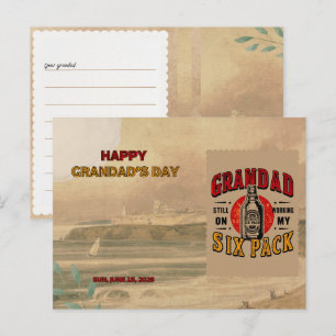 Postal Festiva Funny Grandpa Six Pack Postcard - Día del Padre