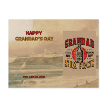 Funny Grandpa Six Pack Postcard - Día del Padre