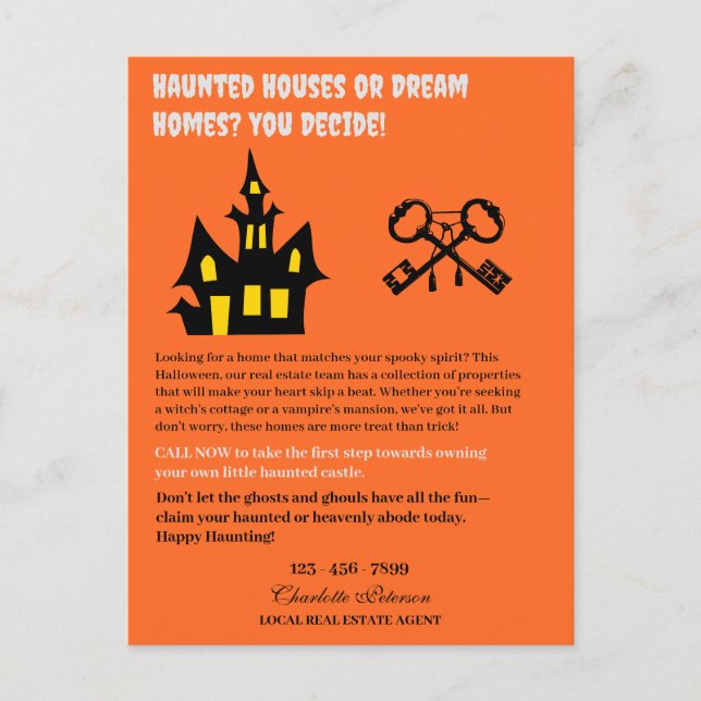 Postal Festiva Funny Halloween Real Estate (Anverso)