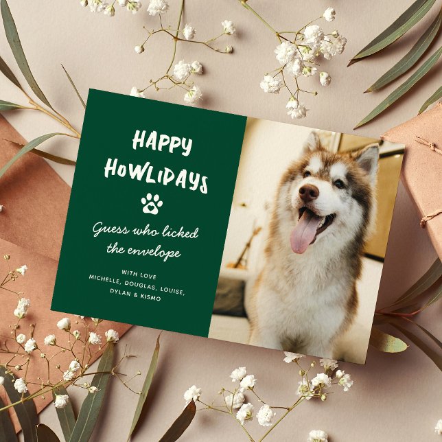 Postal Festiva Funny Happy Howlidays Mascota Dog Photo Navidades (Subido por el creador)