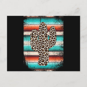 Postal Festiva Funny Leopard Cactus Serape Cactus impresión Turqu