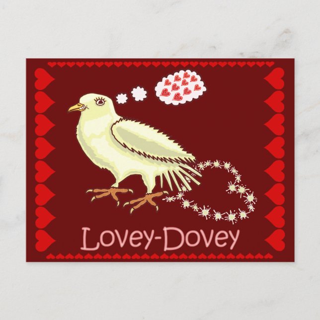 Postal Festiva Funny Lovey-Dovey El día de San Valentín Dove (Anverso)
