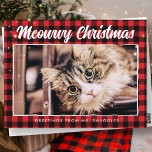 Postal Festiva Funny Merry Christmas Red Black Plaid Photo<br><div class="desc">El diseño está compuesto por un patrón de estratificación tártara rojo y negro. Agrega una foto personalizado de tu gato. ¡Saludo de "Navidades Meowwy" de tu gato! Disponible aquí: http://www.zazzle.com/store/selectpartysupplies</div>