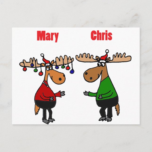 Postal Festiva Funny Merry Christmoose Personalizado (Anverso)