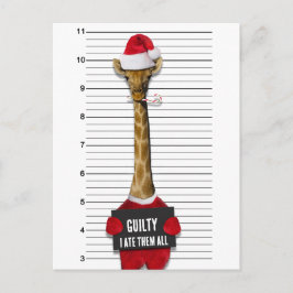 Postal Festiva Funny Mugshot Navidades Guilty Giraffe