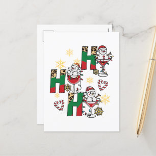 Postal Festiva Funny Navidades snowman wine Holiday Postcard