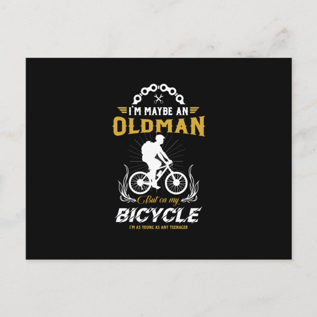 Postal Festiva Funny Old Man Bicycle Lover (Anverso)