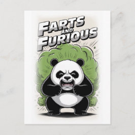 Postal Festiva Funny Panda making a Fart on a White