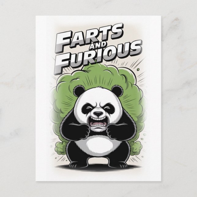 Postal Festiva Funny Panda making a Fart on a White (Anverso)