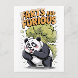 Postal Festiva Funny Panda making a Fart on a White