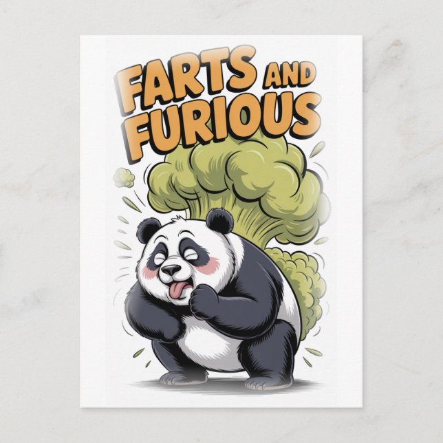 Postal Festiva Funny Panda making a Fart on a White (Anverso)