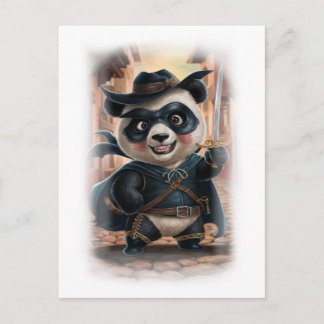Postal Festiva Funny Panda Movie Hero Character on a White