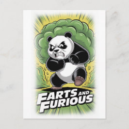 Postal Festiva Funny Panda running and making Fart on a White