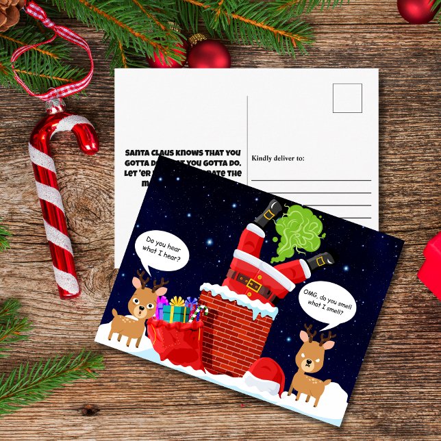 Postal Festiva Funny Personalizado de Navidades malolientes de re (When Santa said he was full of holiday cheer… we didn’t know he meant THIS. 💀💨)