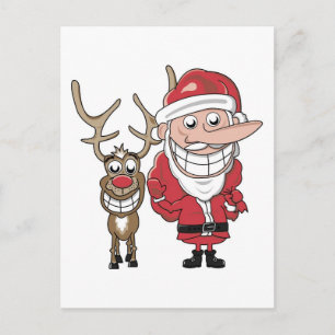 Postal Festiva Funny Personalizado Santa y Rudolph