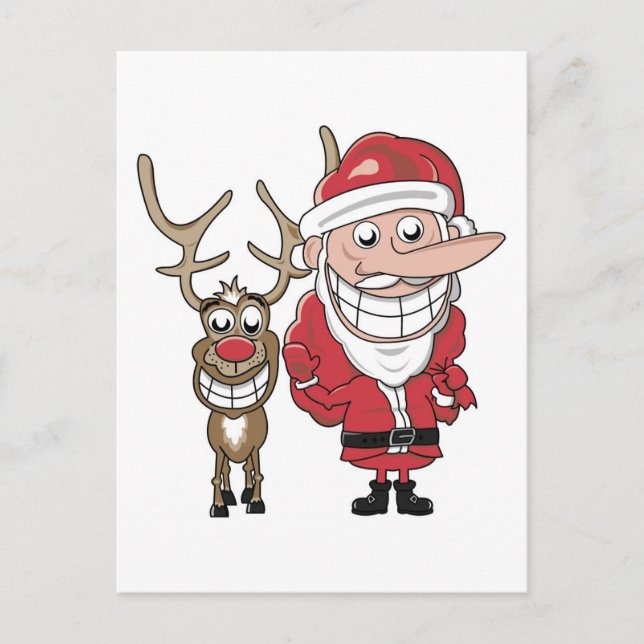 Postal Festiva Funny Personalizado Santa y Rudolph (Anverso)