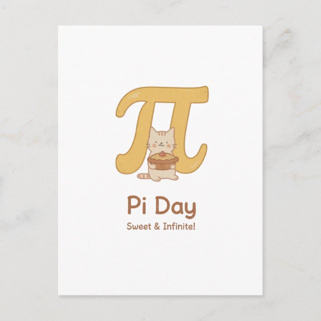 Postal Festiva Funny Pi Day Animal with Pie – Math Lover Gift (Anverso)