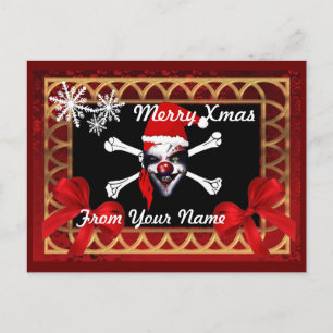 Postal Festiva Funny Pirate cráneo navidades personalizados