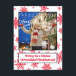 Postal Festiva Funny Políticamente Correcto Todo Incluido Estacio<br><div class="desc">¡Esta original postal de vacaciones cubrirá todas las bases! La leyenda dice: ¡Te deseo una fabulosa ChristmaSolsticHanukKwanzaa! - fusión de Navidades, el solsticio, Hanukkah y Kwanzaa en una palabra deliciosamente peculiar. Hay espacio para subir una foto a un fondo caprichoso con copos de nieve rojos. Perfecto para mandar saludos estacionales...</div>