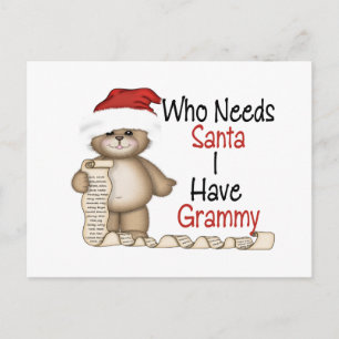 Postal Festiva Funny Quien Necesita a Santa Grammy