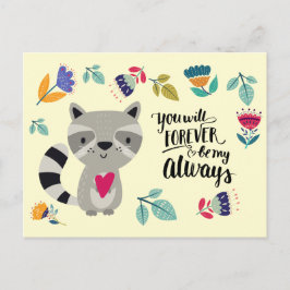 Postal Festiva Funny Raccoon El día de San Valentín