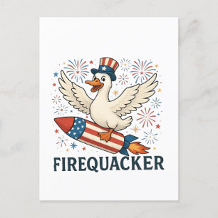 Postal Festiva Funny Rubber Duck Estados Unidos Patriotic Firequa