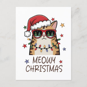 Postal Festiva Funny Santa Cat "Meowy Navidades"