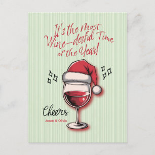 Postal Festiva Funny Santa Wine