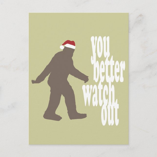 Postal Festiva Funny Sasquatch Santa Navidades (Anverso)