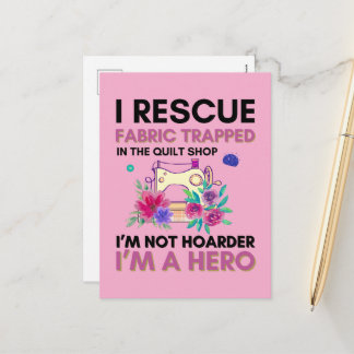 Postal Festiva Funny Sewing Quote Vintage Floral Sewing Machine