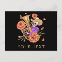 Funny Skeleton Skull Músico Floral Day Of Deed