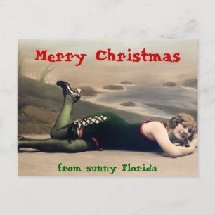 Postal Festiva Funny Swimsuit Navidades de Florida